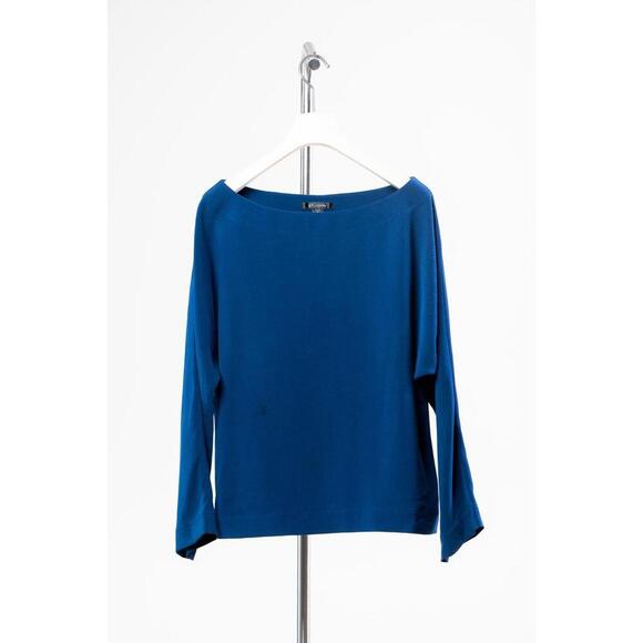 St. John Navy Wide Neck Blouse - Picture 1 of 3